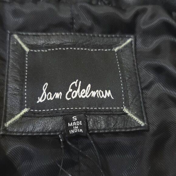 NWT Sam Edelman Black Leather Moto Jacket Size Small  - Picture 9 of 9